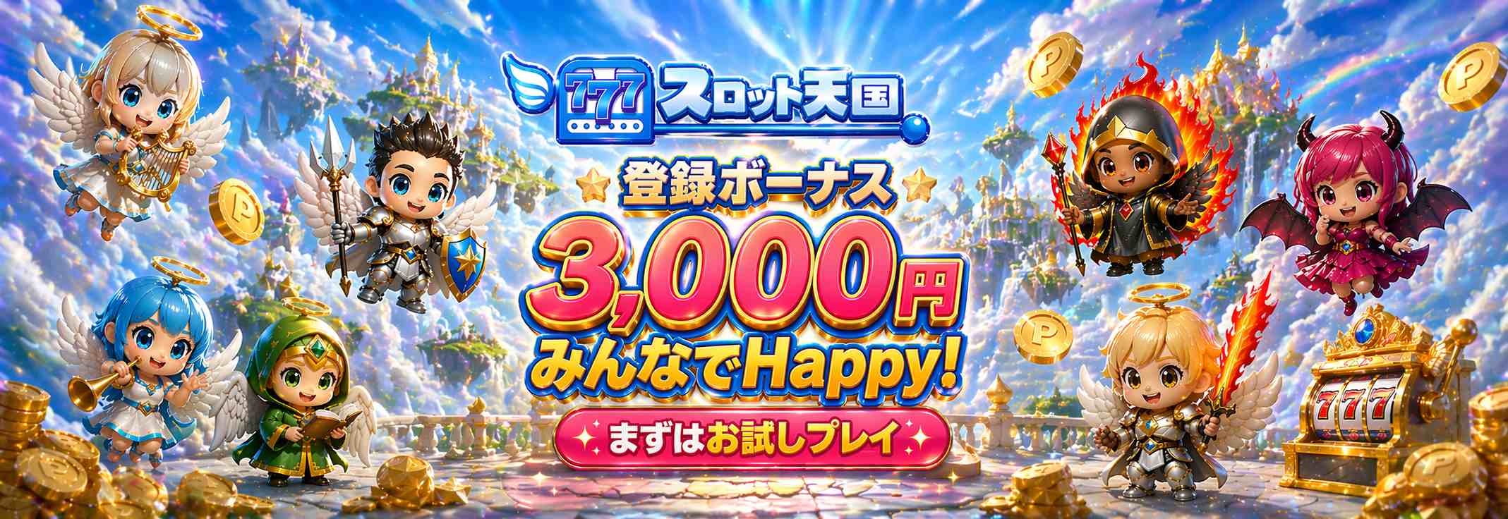スロット天国 入金不要ボーナス3,000円 