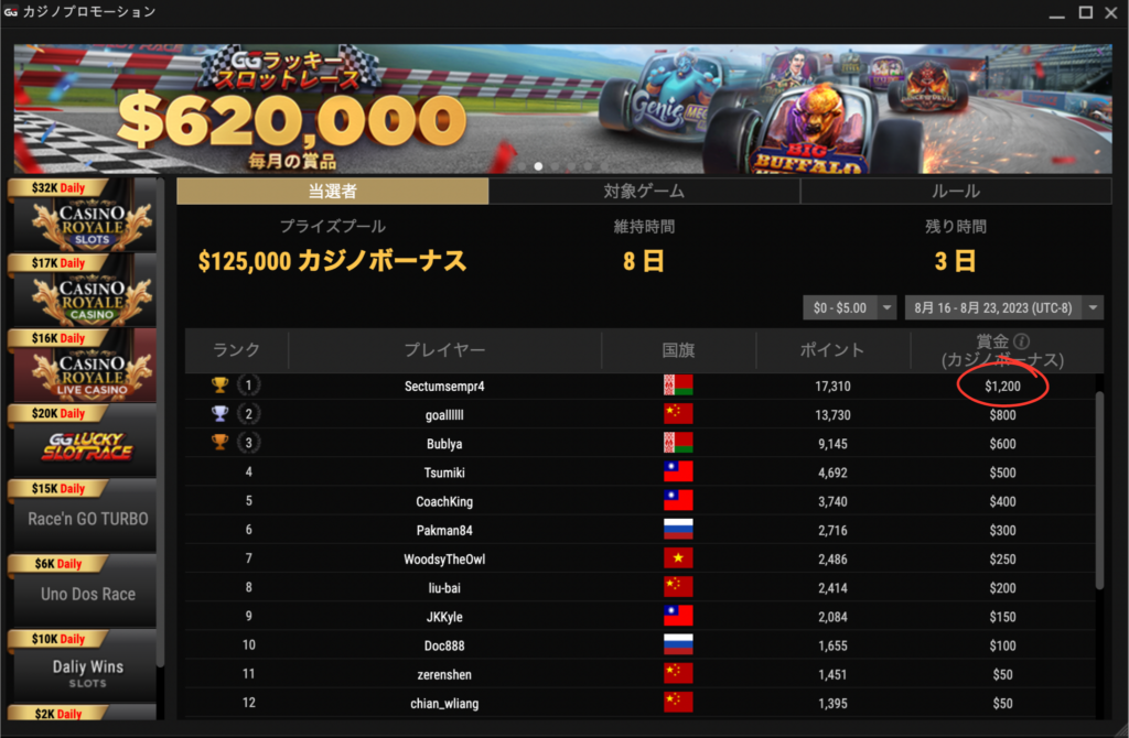 GGPoker(GGポーカー)　カジノボーナス