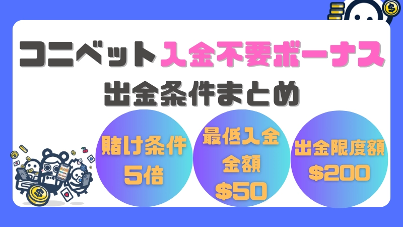 オンラインカジノ　コニベット　入金不要ボーナス　