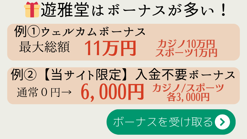 遊雅堂　商標　おすすめ　ボーナス