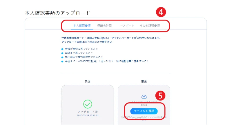 コニベット 登録 本人確認