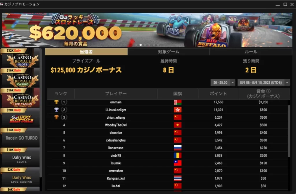 GGPoker(GGポーカー) カジノボーナス
