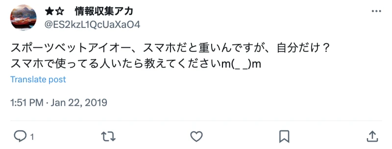 スポーツベットアイオー 評判 重い