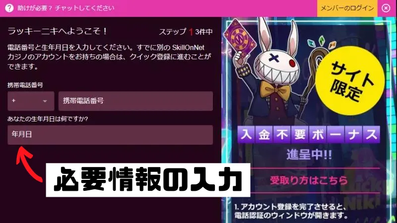 ラッキーニッキー 登録