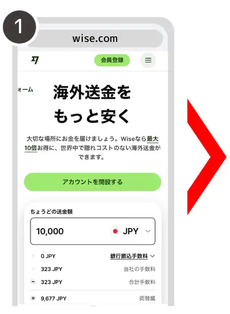 ワイズカード アカウント登録手順①