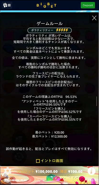 ビッグベット スロット RTP
