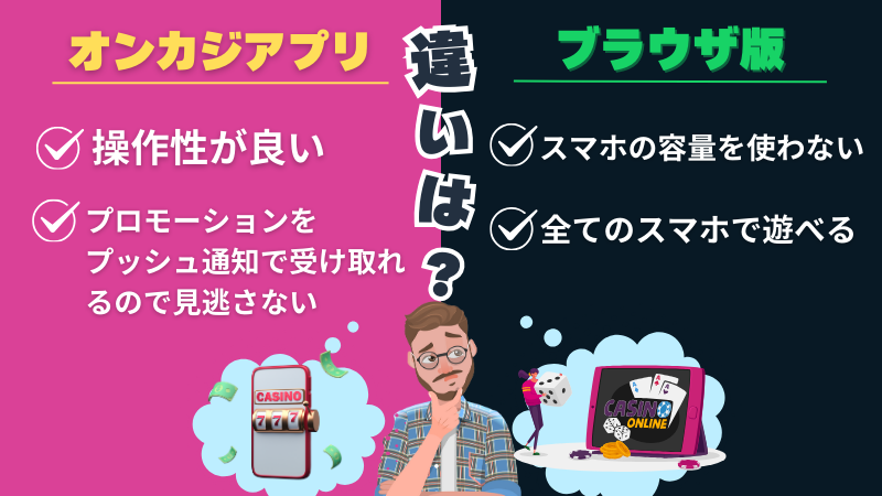 オンラインカジノアプリ おすすめ アプリ ブラウザ 違い