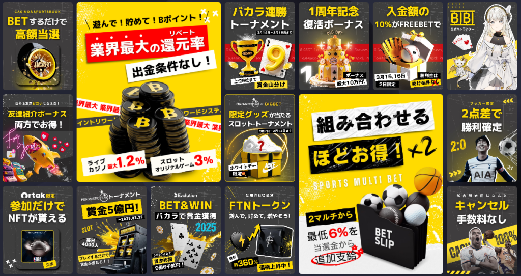 ビッグベットカジノ　ボーナス情報