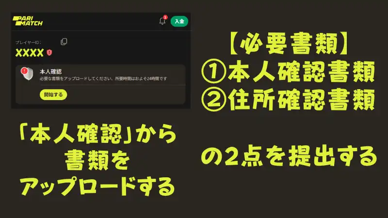 パリマッチ 入金不要ボーナス KYC必要書類