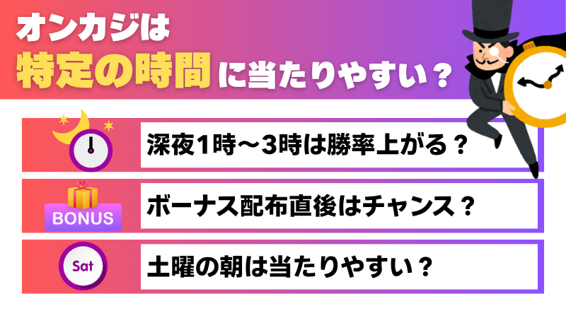 オンラインカジノ オンカジ 特定の時間 当たりやすい 攻略法 必勝法